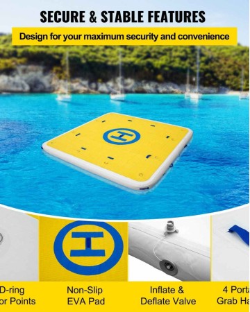 Inflatable Dock Float Platform 8' x 8' - w/2 Air Pumps