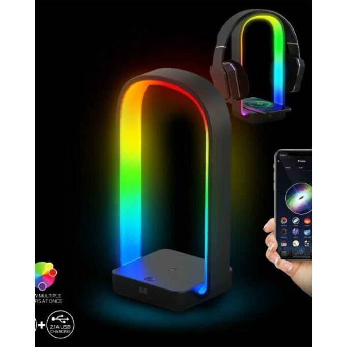 RGB Gaming Headset Stand with Wireless Charger