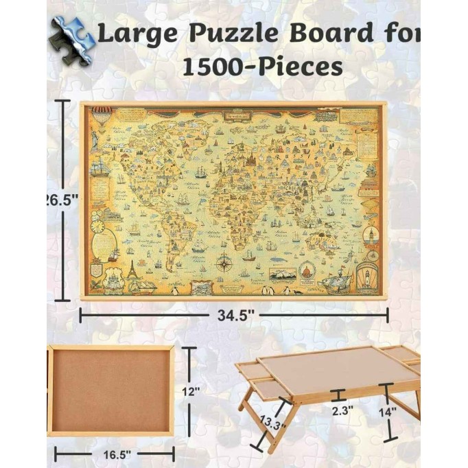 Wooden Puzzle Table with Folding Legs