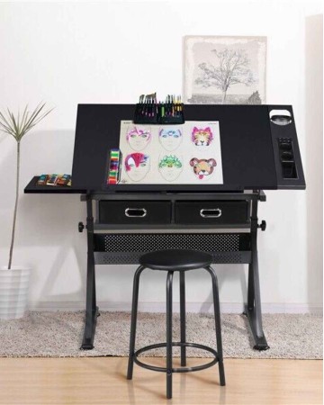 Adjustable Craft & Drawing Table With Storage