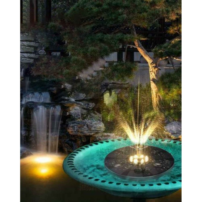Floating LED Solar Powered Water Fountain - Yellow Light