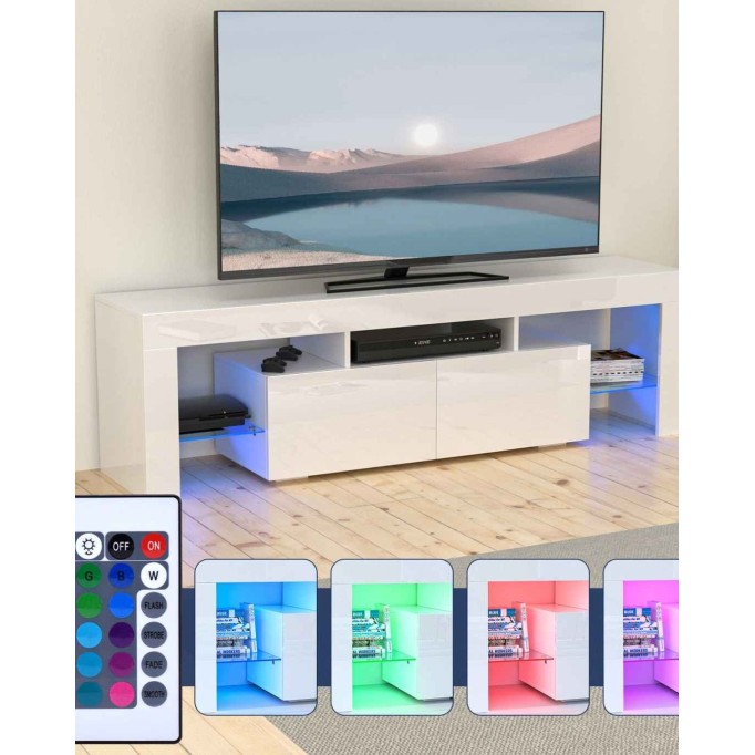 Modern TV Stand With Storage & LED Lighting