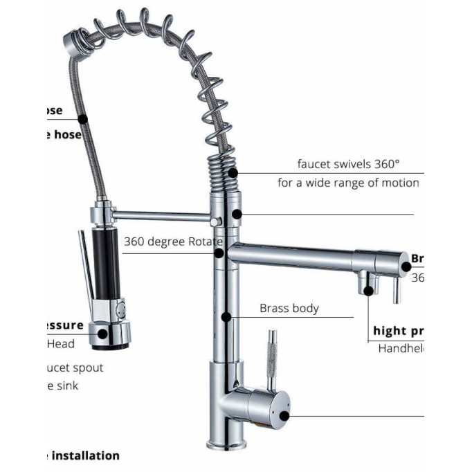Chrome Pull Down Kitchen Faucet With Sprayer