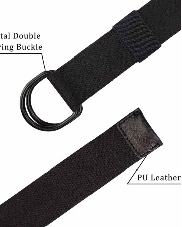 Canvas Belt, Web Belt for Men/Women with Metal Double D Ring Buckle 1 1/2" Wide