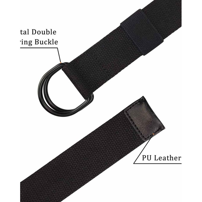 Canvas Belt, Web Belt for Men/Women with Metal Double D Ring Buckle 1 1/2" Wide