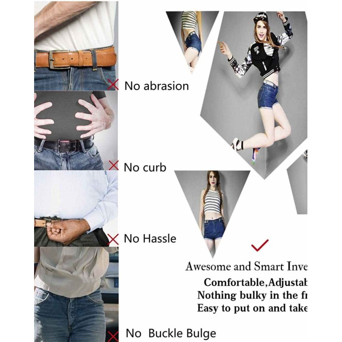No Buckle Stretch Belt For Women Men Elastic Waist Belt Up to 72 Inch for Jeans Pants