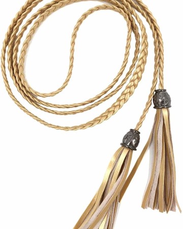 TeeYee Women PU Leather Exotic Knitted Waist Belt/Rope/Chain with Tassel