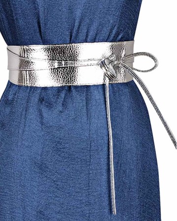 ICSTH Womens Soft Faux Leather Self Tie Wrap Around Obi Waist Band Cinch Belt