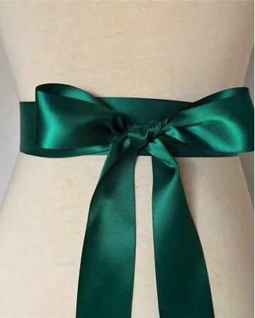 Wedding Sash Bridal Belts Simple Classic Silk Ribbon Sash for Dress (Green)