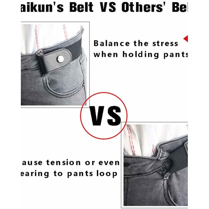 No Buckle Women/Men Stretch Belt, Invisible Elastic Belt for Jeans Pants Dresses