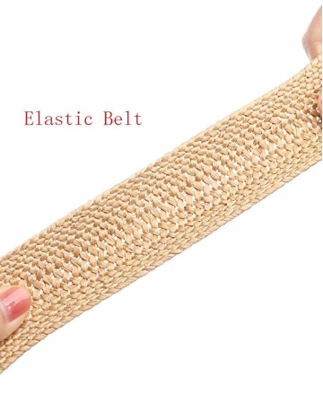 Womens Braided Vintage Wide Elastic Stretch Waist Belt Retro Cinch Belt Braided Belt for Women Lady apricot (35in)