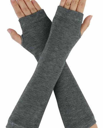 Allegra K Dark Gray Fingerless Elastic Winter Thick Arm Warmers Gloves for Ladies