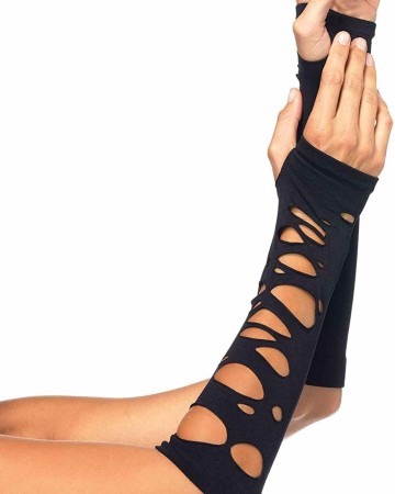 Leg Avenue Women's Distressed Glove Arm Warmers Costume Accessory, O/S, Black