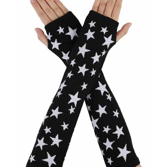 Allegra K Women's Arm Warmers Winter Knitted Elbow Long Cosplay Costume Fingerless Gloves