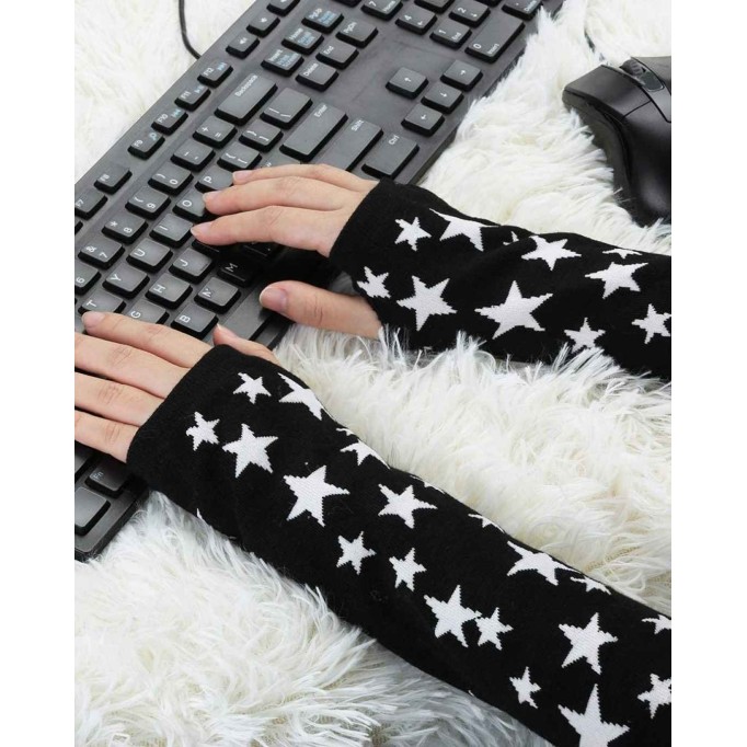 Allegra K Women's Arm Warmers Winter Knitted Elbow Long Cosplay Costume Fingerless Gloves