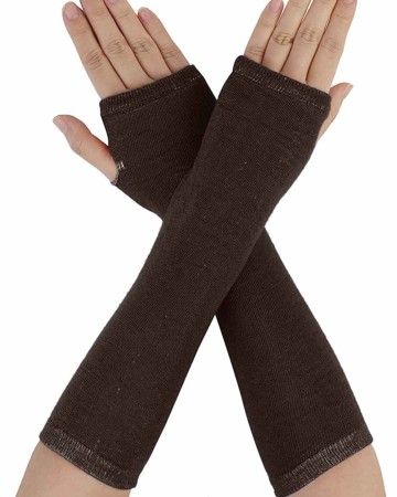 Allegra K Ladies Fall Knitted Arm Warmmers Thumbhole Long Fingerless Gloves Pair