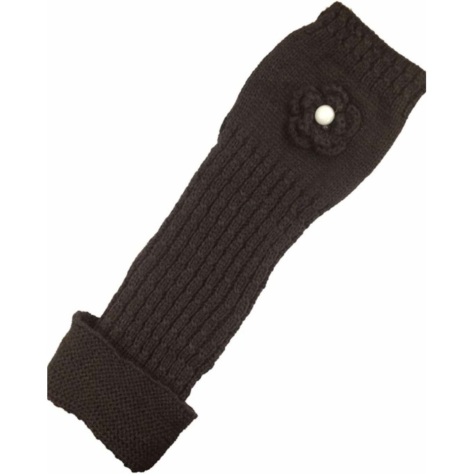 Wrapables Ribbed Arm Warmers/Fingerless Gloves with Floral Accent