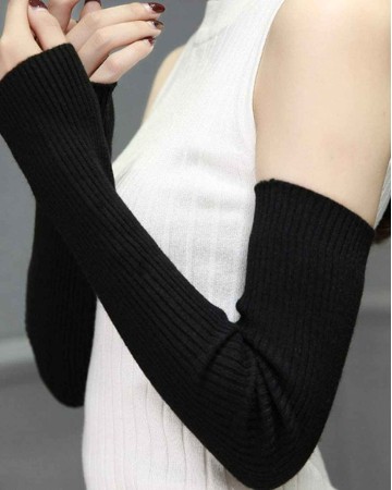 LerBen Women's Cashmere Warm Fingerless Gloves Winter Long Arm Warmer