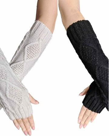 Colorful House Fingerless Thumb Hole Long Gloves Mittens Winter Arm Warmer
