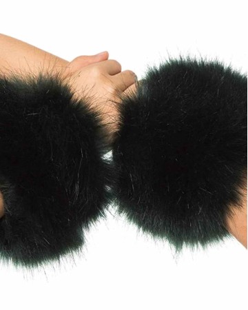 Lucky Leaf Women Winter Wrist Warmers Faux Fox Fur Soft Cuffs Band Ring for Cold Weather