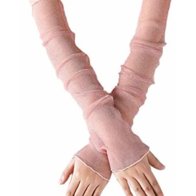 POSMA CS032Women Girls UV Protecion Long Lace Fingerless Gloves Sunblock Arm Sleeves- Six Color Bundle Set