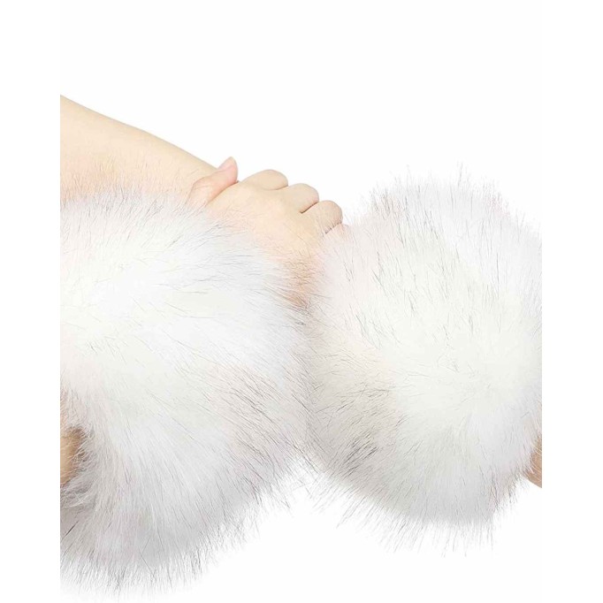 La Carrie Women's Snakeskin Print Faux Fur Wrist Cuffs,Winter Fox Furry Bands Arm Warmer