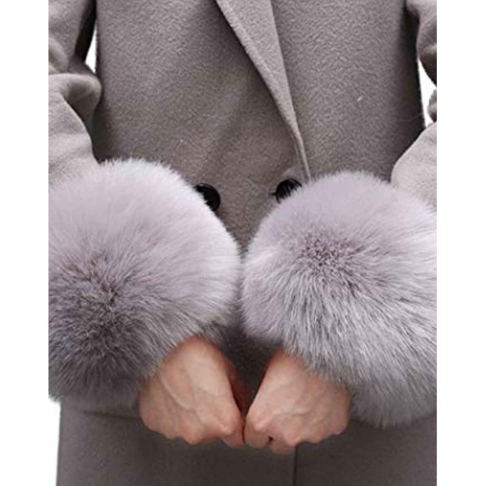 Bhwin Women Winter Faux Fur Cuffs Arm Warmers Short Furry Wrist Cuffs Warmer