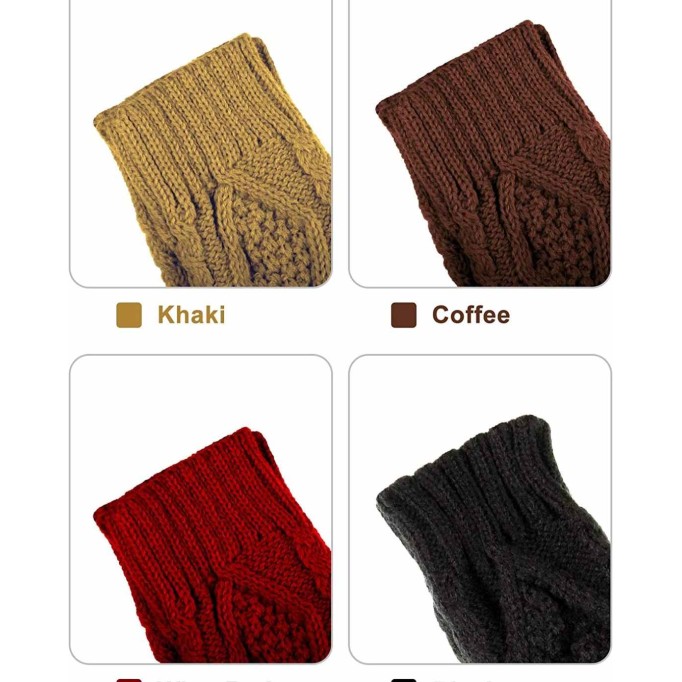 4 Pairs Winter Knit Warm Long Glove Thumbhole Fingerless Gloves Arm Warmers Glove for Women