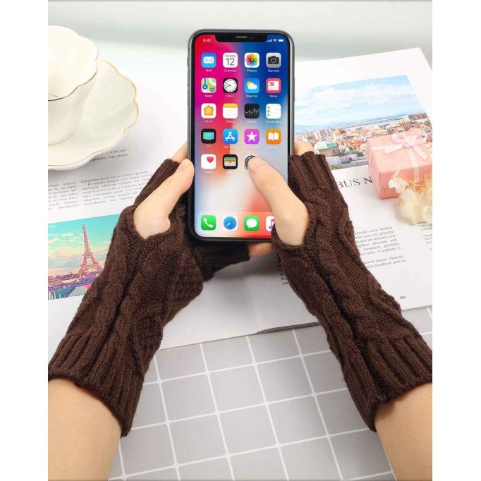 8 Pairs Women Winter Knit Fingerless Gloves Crochet Thumbhole Arm Warmer Mittens