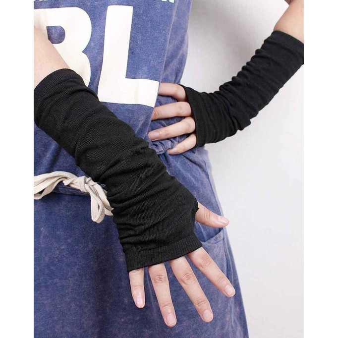 unisex Long Fingerless Gloves for Women Arm Warmers Knit Thumbhole Stretchy Gloves