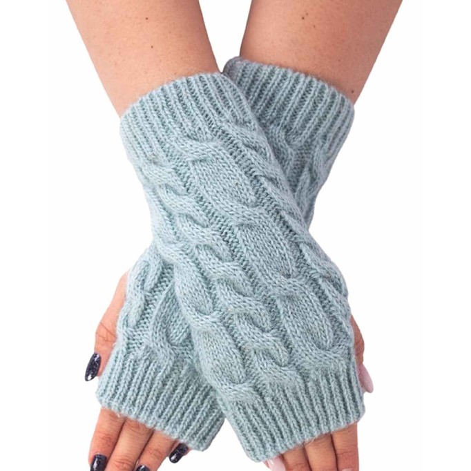 Wool Fingerless Gloves for Women Arm Warmers Knitted Mittens Long Fingerless Thumb Hole Knit Arm Warmers