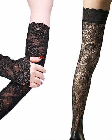 Lace Sleeves Misa Amane cosplay Lace Arm Sleeves Cold Weather Arm Warmers Lace Gloves Fingerless