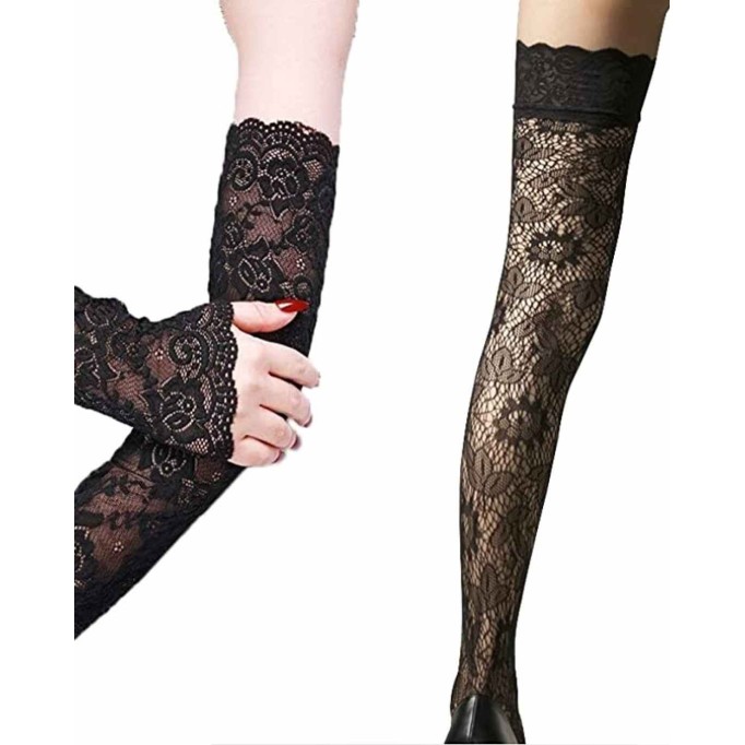 Lace Sleeves Misa Amane cosplay Lace Arm Sleeves Cold Weather Arm Warmers Lace Gloves Fingerless