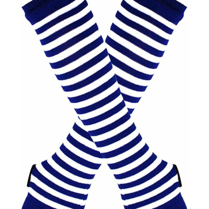 DT DANTIYA Women's Christmas Socks Striped Knitted Knee High Socks Long Arm Warmer Fingerless Gloves Set