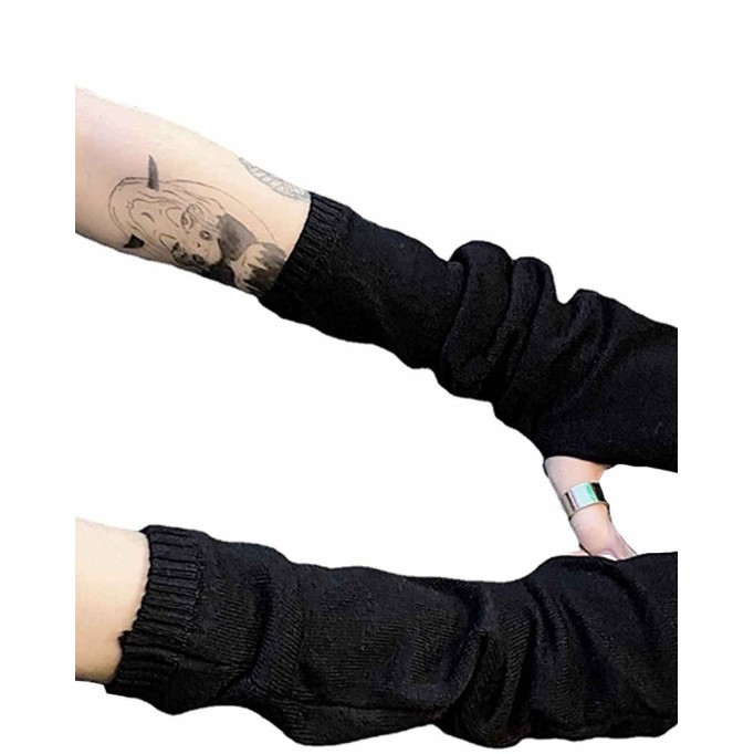 Women Gloves Goth Arm Sleeve Cool Black Moon Cross Printed Hip Hop Arm Warmers