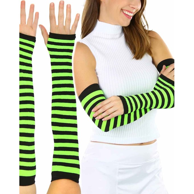 ToBeInStyle Women's Striped 100% Nylon Arm Length Warmers