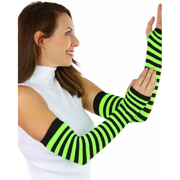 ToBeInStyle Women's Striped 100% Nylon Arm Length Warmers
