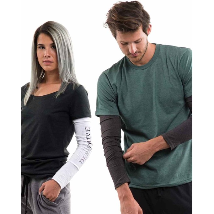 Derivative Arm Sleeves for Fashion, Sports, Scrubs, Tattoo Cover Up & More (1 Pair Heather Grey Unisex Sleeves)