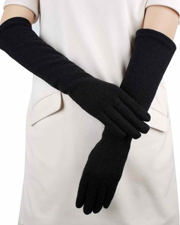 GSG Women Faux Wool Gloves Short Warm Embroidery Knitted Touchscreen Gloves