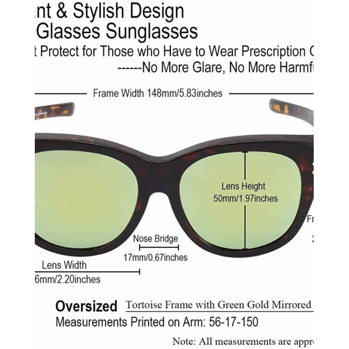 CAXMAN Polarized Over Glasses Sunglasses for Prescription Frames, Small Medium & Oversized