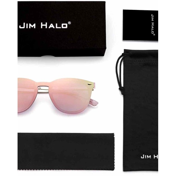 JIM HALO Trendy Rimless Mirrored Sunglasses Reflective Sun Glasses for Women Men