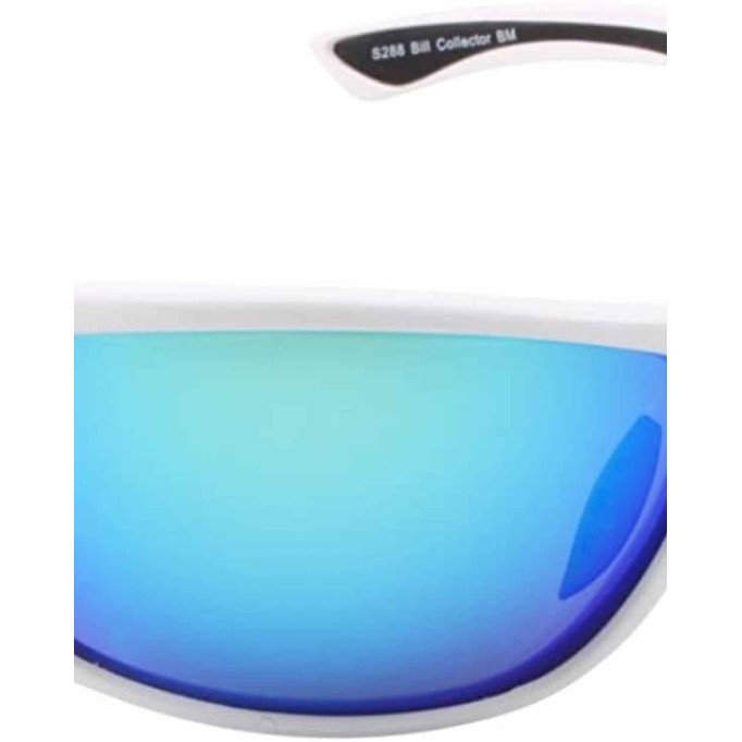 Sea Striker Bill Collector Polarized Sunglasses, White/Blue Mirror, Shiny White, Blue Mirror, One Size