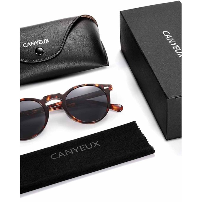 CANYEUX Vintage Round Polarized Sunglasses for Women and Men, 100% UV Protection