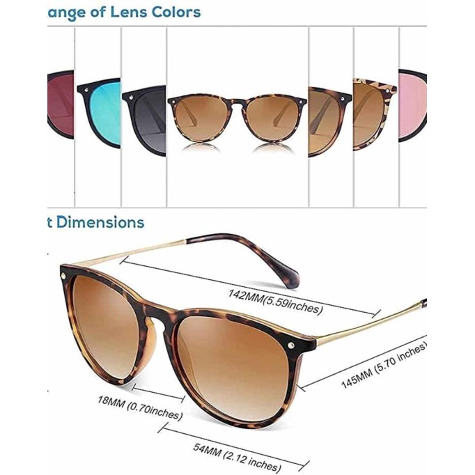 Carfia Vintage Sunglasses for Women Polarized UV Protection Classic Erika Style