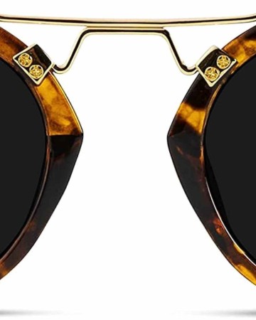 WearMe Pro - Polarized Round Vintage Retro Mirrored Lens Women Metal Frame Sunglasses