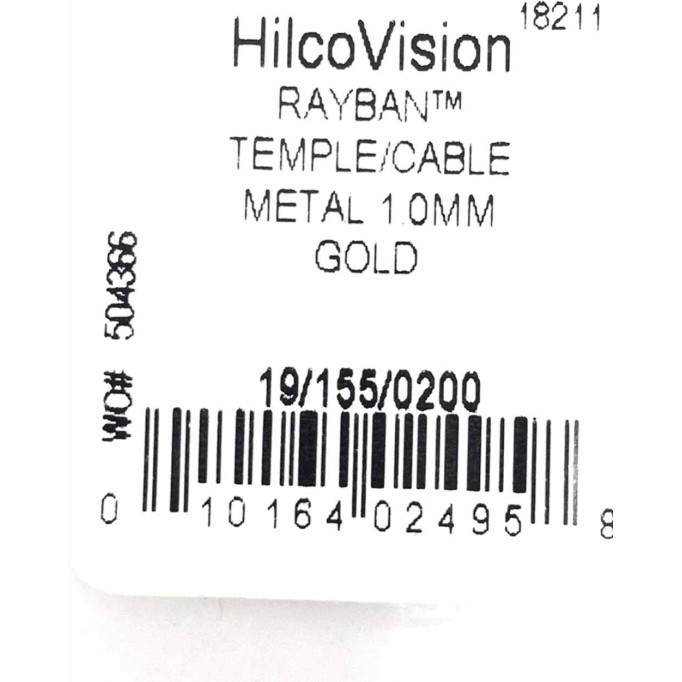 HilcoVision Sunglasses Aviators Temple/Cable Replacements Gold Metal 155mm