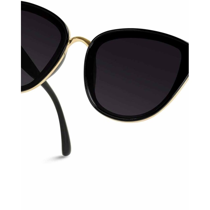 WearMe Pro - Classic Women Oversized Metal Frame Elegant Mirrored Lens Cat Eye Sunglasses