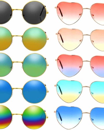 Frienda 20 Pairs Hippie Sunglasses 60's Style Round Sunglasses and Heart-Shape Glasses
