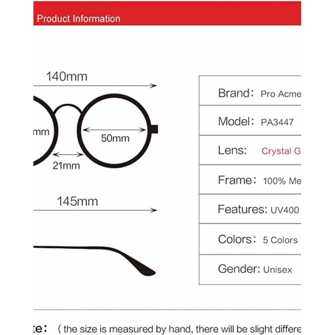 Pro Acme Small Round Sunglasses for Women Men Classic Crystal Glass Lens Retro Circle Metal SunGlasses,50mm