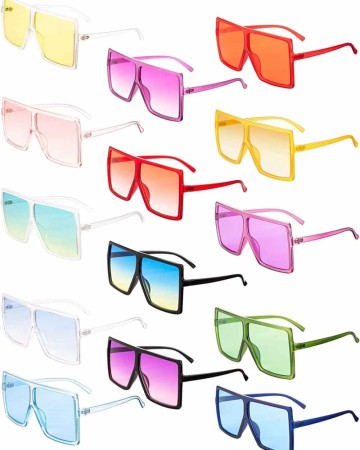 14 Pairs Square Oversized Sunglasses Flat Top Big Shades Oversize
